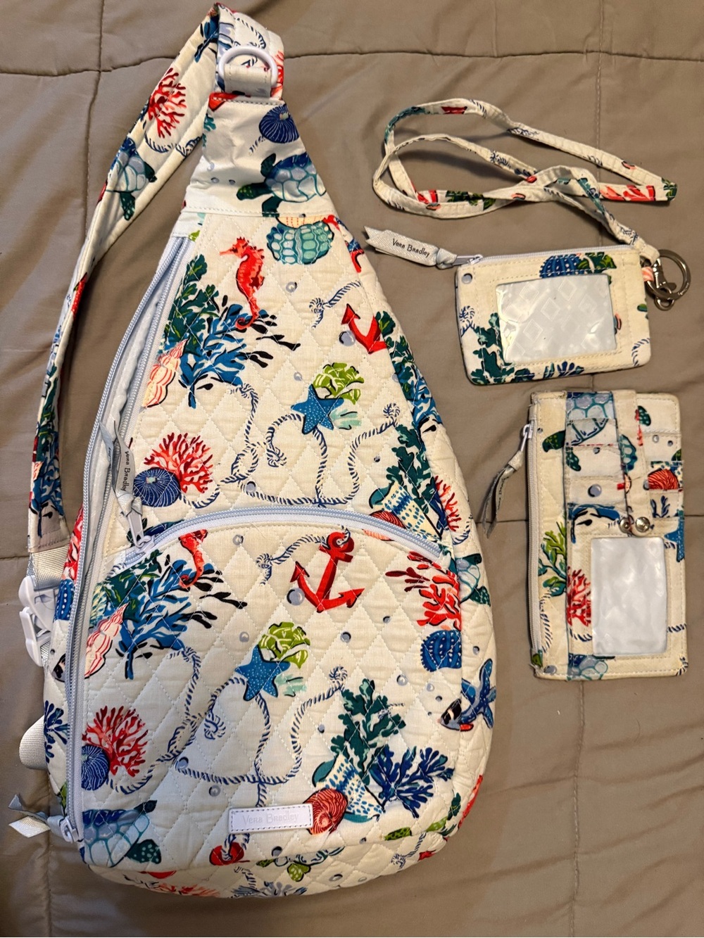VERA BRADLEY ESSENTIAL SLING BACKPACK SET ANCHORS AWEIGH